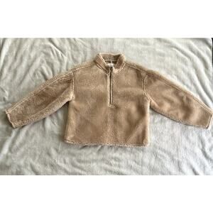 Jason Wu Beige Sherpa Half Zip Pullover - Size Small Petite